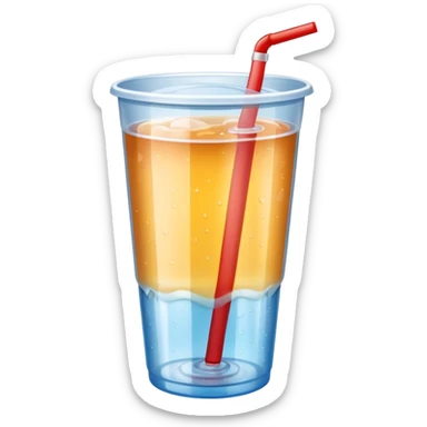 Soft drink in plastic cup (like Starbucks Cup), no logo, closed top. sticker