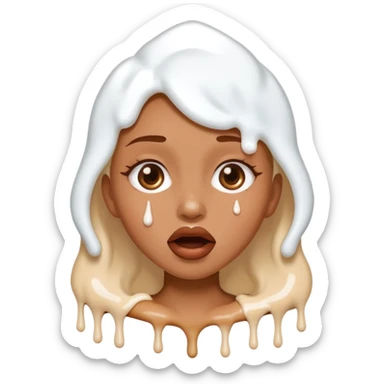 white icing dripping from a womans mouth sticker