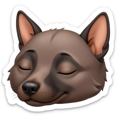 Meme-Worthy Cute Sleeping Xoloitzcuintle dog Portrait Emoji, Head resting peacefully with a contented smile, showcasing a sleek, muscular build with smooth, hairless ebony skin and gently relaxed wrinkles, eyes shut in a serene nap, Simplified yet hilariously adorable features, highly detailed, glowing with a soft, drowsy light, high shine, relaxed and utterly lovable, stylized with an air of playful laziness, bright and heartwarming, soft glowing outline, capturing the essence of a comically sleepy guardian, so meme-worthy it feels like it could instantly become the next viral sensation of adorable slumber! sticker