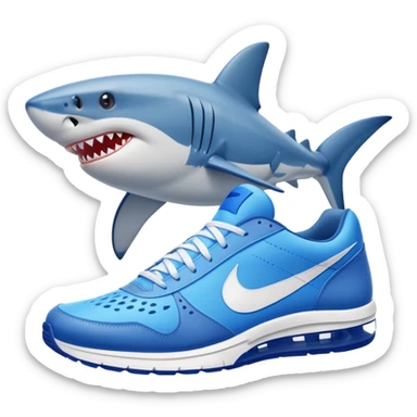 Shark with Nike shoes that are blue  sticker