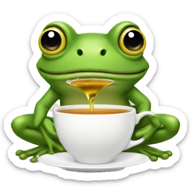 Frog sipping tea sticker