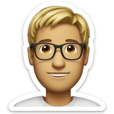 man with square glasses and hair to the bangs sticker