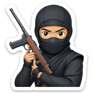 Ninja with gun sticker