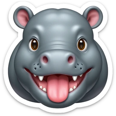 hippo with tongue sticking out sticker