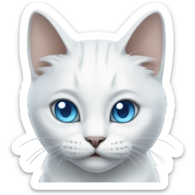 White cat with grey face and blue eyes that looks like a dragon sticker