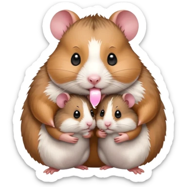 Mommy hamster with 2 baby hamsters and daddy hamster  sticker