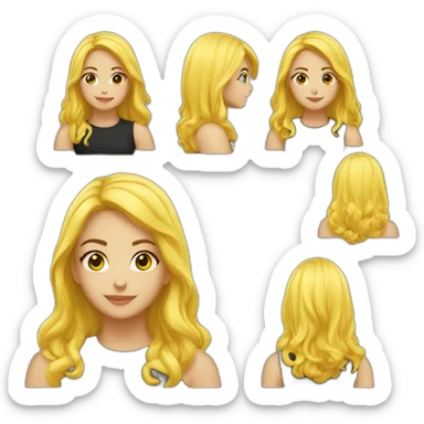 girl blacklongstrighthair blackglass yellowskin one sticker