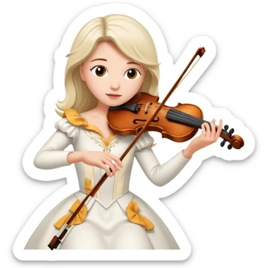 woman playing violin with white dress sticker