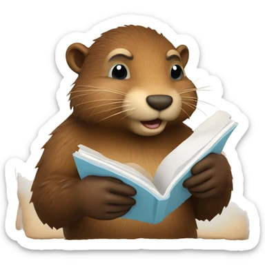 a beaver reading map sticker