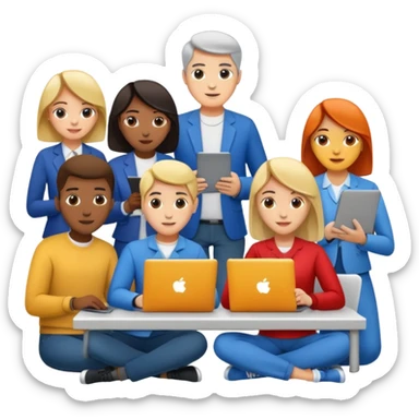 digital project, team collaborating online sticker