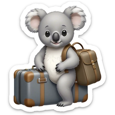 Koala with bagages at airport sticker