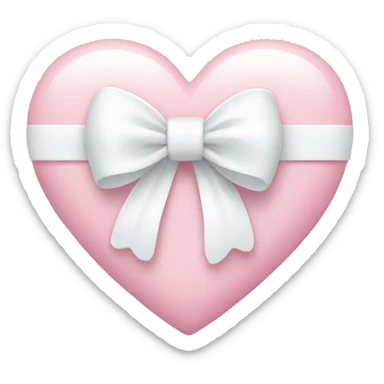 Pastel pink heart with white bow sticker