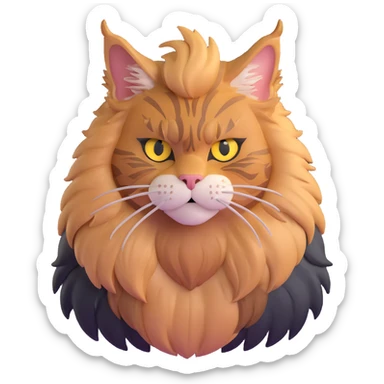 adorable yet majestic maine coon cat with fierce eyes and fluffy mane sticker
