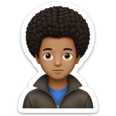 teen black boy with medium afro hair and dark brown eyes  sticker