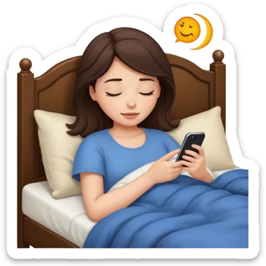 generate a girl brunette sleeping in bed.Her phone ringing sticker