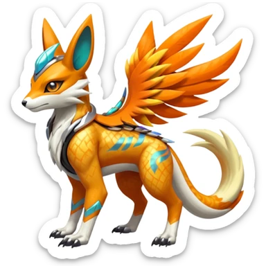 Tribal Exotic Meloetta-Lombax-Renamon-Protogen-Palkia-hybrid-fusion-Fakémon-creature, full body sticker