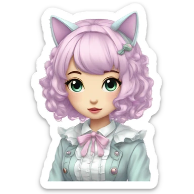 Pastel Edgy Kawaii Cute Beautiful Elegant Pretty Anime Punk Lolita Catgirl sticker