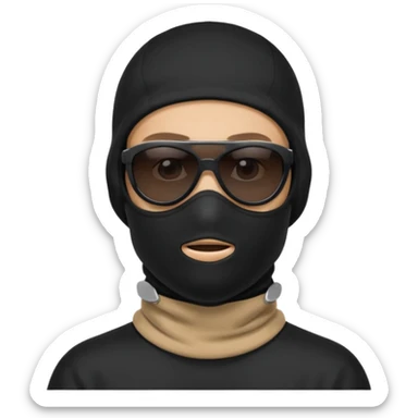 man in balaclava and black sunglasses sticker