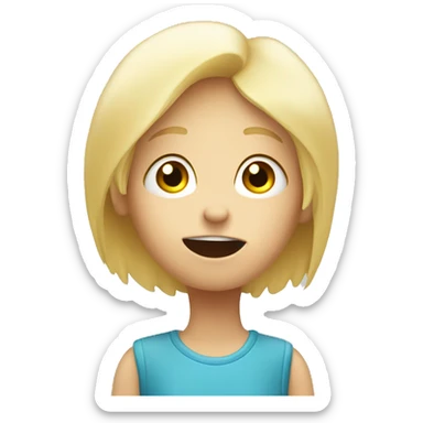 talking blond child with speech bubble near sticker