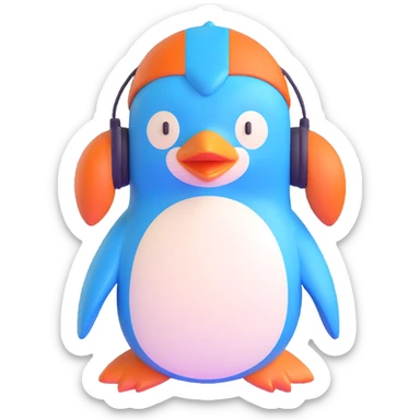 blue penguin winter hat with ear flaps sticker