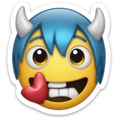 Hand on mouth giggle with devil ears  sticker