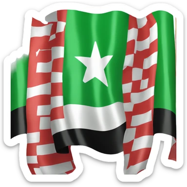 Syrian revolution flag that consist of green layer top then white in middle and black at the end and three red stars in the middle of the white layer sticker