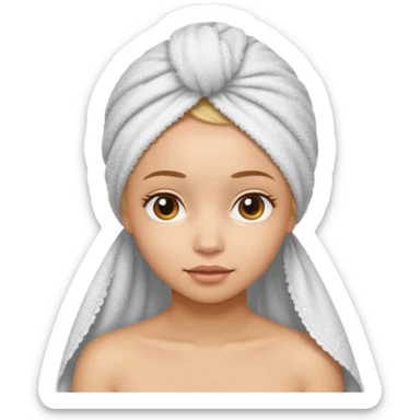 Face care girl hair covered with towel sticker