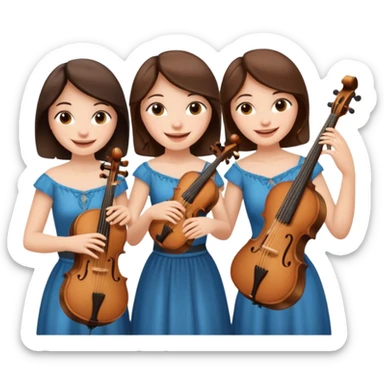 Create an imagine of three brunette women playing string instruments sticker