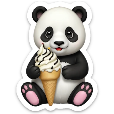 Panda eating ice cream sticker