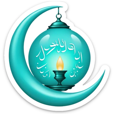 Ramadan Mubarak sign with beautiful turkis light finish  sticker