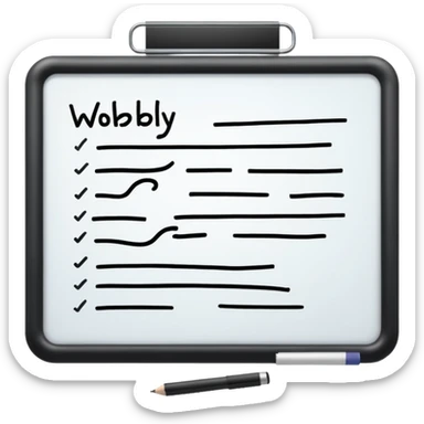 Whiteboard with wobbly lines indicating written notes sticker