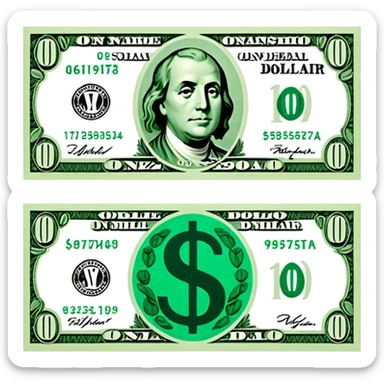 Infinite dollar bill with ∞ on it sticker