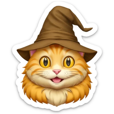 Very Simple yellow cat emoji wearing a sorting hat sticker
