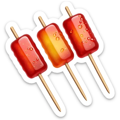 Tanghulu candied fruit skewers with red sugar coating, Chinese street food sticker