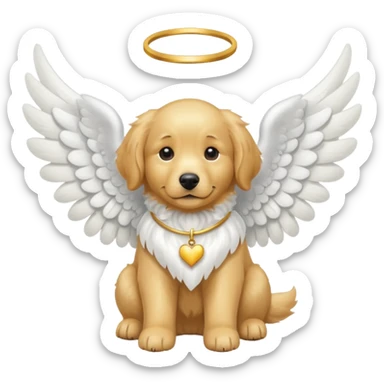 a golden retriever with angle wings on it sticker