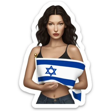 Bella hadid holding israel flag sticker