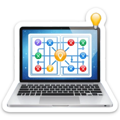 laptop screen showing a plan diagram with sparkles sticker