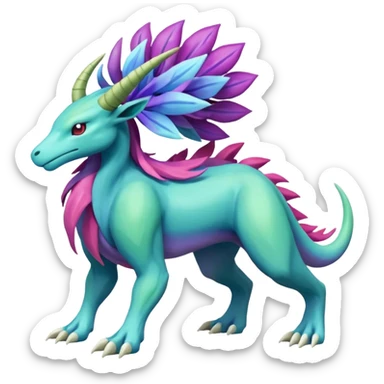 Meganium-Amaura-Suicune-Fakémon-fusion-creature (full body) sticker