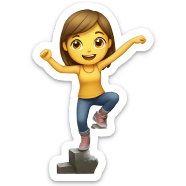 girl climbing hill and reaching star sticker