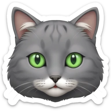 Grey cat with green eyes sticker