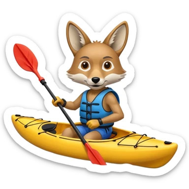 Humanoid coyote kayaking sticker
