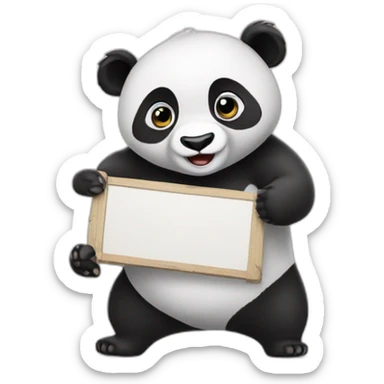 Panda holding a sign that says raid sticker