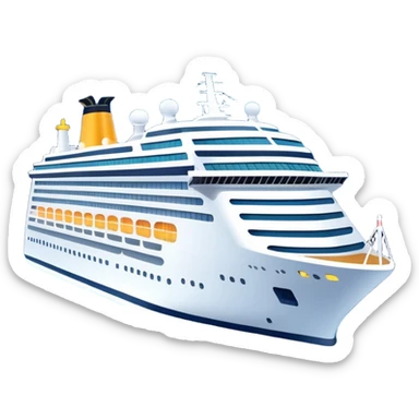 Illustrate a passenger cruise ship with multiple decks & glowing lights. sticker
