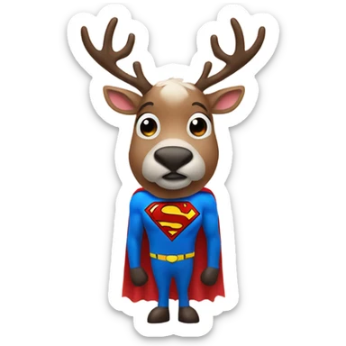 Reindeer wearing a Superman costume sticker
