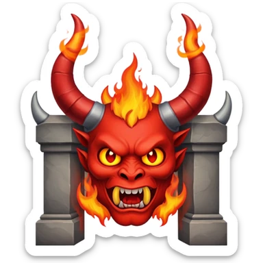 devil burning in gates of hell  sticker