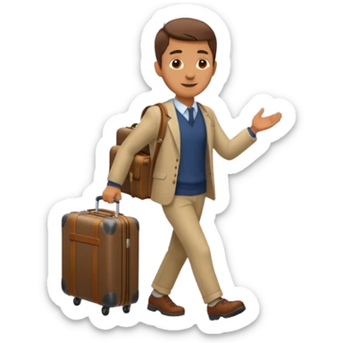 male strolling travel suitcase traveling sticker