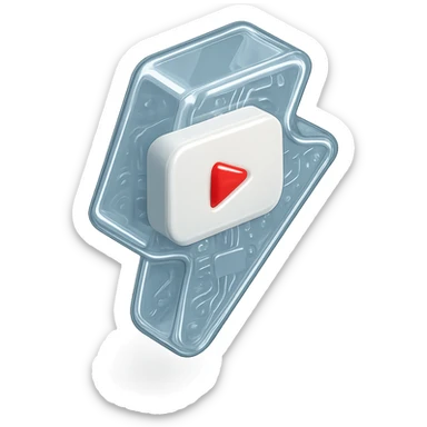 white YouTube play button inside a ligthning box sticker