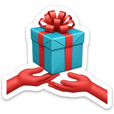one hand offering a present, simple, clear, no text sticker