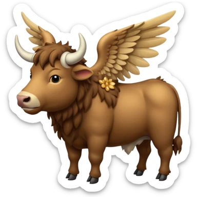 4 legged winged ox emoji light brown whole body visible too with wings on back sticker