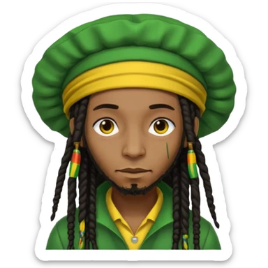 Jamaican dreads with a Jamaican bonnet no person just the hair sticker